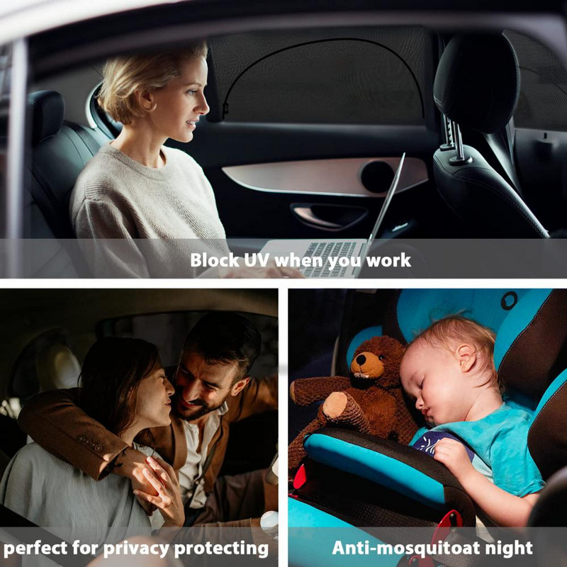 2 KOM Dvoslojne zavjese za automobilske prozore Automobilska zavjesa s UV zaštitom otporna na insekte Uvlačiva mreža za suncobran na bočnom prozoru Ljetna zaštita