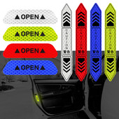 4 bucăți autocolante pentru ușile mașinii Marcaj de avertizare de siguranță DESCHIS ATENȚIE Bandă reflectorizantă înaltă Autocolant exterior pentru cască de motocicletă