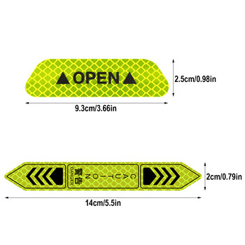 4 бр. Стикери за вратите на автомобила Предупредителен знак за безопасност ОТВОРЕНО ВНИМАНИЕ Силно отразяваща лента Автоматичен екстериор Мотоциклет Стикер за каска