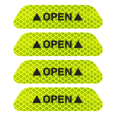 4 bucăți autocolante pentru ușile mașinii Marcaj de avertizare de siguranță DESCHIS ATENȚIE Bandă reflectorizantă înaltă Autocolant exterior pentru cască de motocicletă