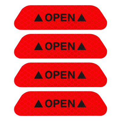 4 bucăți autocolante pentru ușile mașinii Marcaj de avertizare de siguranță DESCHIS ATENȚIE Bandă reflectorizantă înaltă Autocolant exterior pentru cască de motocicletă