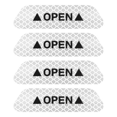 4 bucăți autocolante pentru ușile mașinii Marcaj de avertizare de siguranță DESCHIS ATENȚIE Bandă reflectorizantă înaltă Autocolant exterior pentru cască de motocicletă
