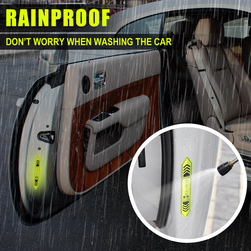 4 bucăți autocolante pentru ușile mașinii Marcaj de avertizare de siguranță DESCHIS ATENȚIE Bandă reflectorizantă înaltă Autocolant exterior pentru cască de motocicletă