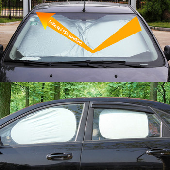 6 бр. Сгъваема сребърна отразяваща предно стъкло на автомобила Прозорец Сенник Козирка Капак на щита Вендуза Слънцезащитен щит за кола Слънцезащитна завеса