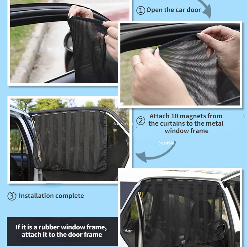 Parasolar pentru fereastră mașină Paravan magnetic pentru țânțari Protecție solară pentru mașină Plasă de izolare termică cu perdea magnetică Parasolar geam auto