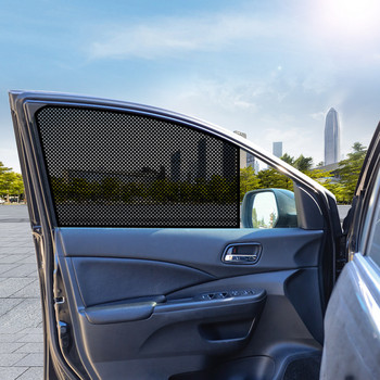 2PCS Сенници за странични прозорци на автомобила Стикери Слънцезащитен прозорец Слънцезащитен капак Черен PVC сенник с малки дупки 42x38cm