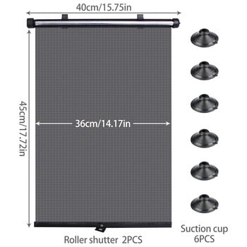 Прибиращ се сенник за прозорец на кола 2бр. Ролкови завеси за прозорци на кола Защита от слънце Защитен щит Регулируем блокер за слънчева светлина