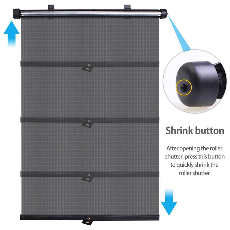 Αναδιπλούμενο σκίαστρο παραθύρου αυτοκινήτου 2 τμχ Ρολό κουρτίνας παραθύρου αυτοκινήτου Αντιηλιακή προστασία Ασπίδα προστασίας προσωπικών δεδομένων Ρυθμιζόμενος αποκλεισμός ηλιοφάνειας