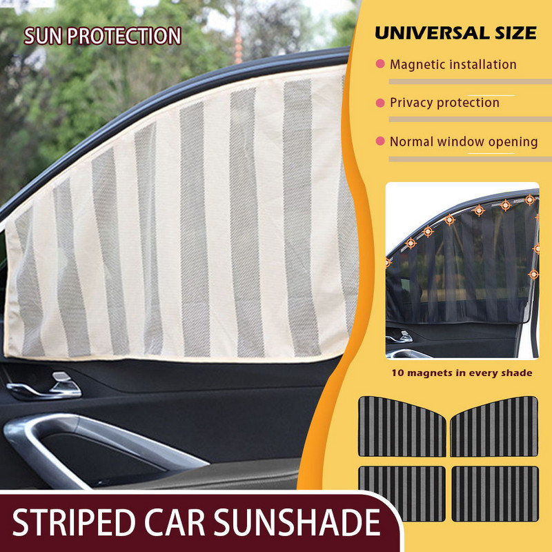4PCS Magnetska sjenila za automobil Zaštitna UV zavjesa Zavjesa za suncobran Bočni prozor Mrežasti vizir za sunce Ljetna zaštita za prozore Film CSV