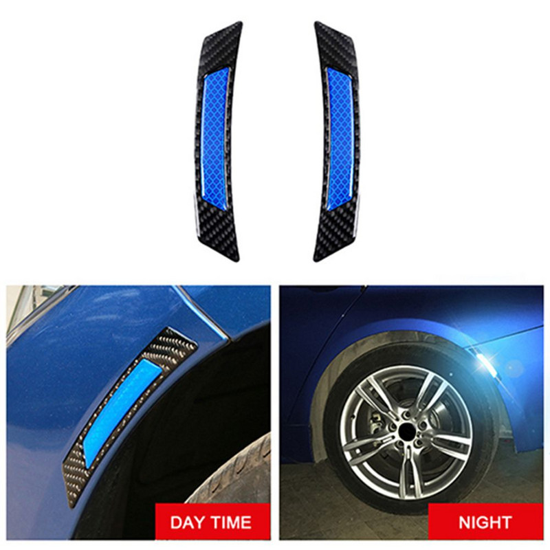 2 бр. Практична декорация Защитна лента против сблъсък Въглеродни влакна Автомобилен отразяващ стикер Предпазно колело Вежди