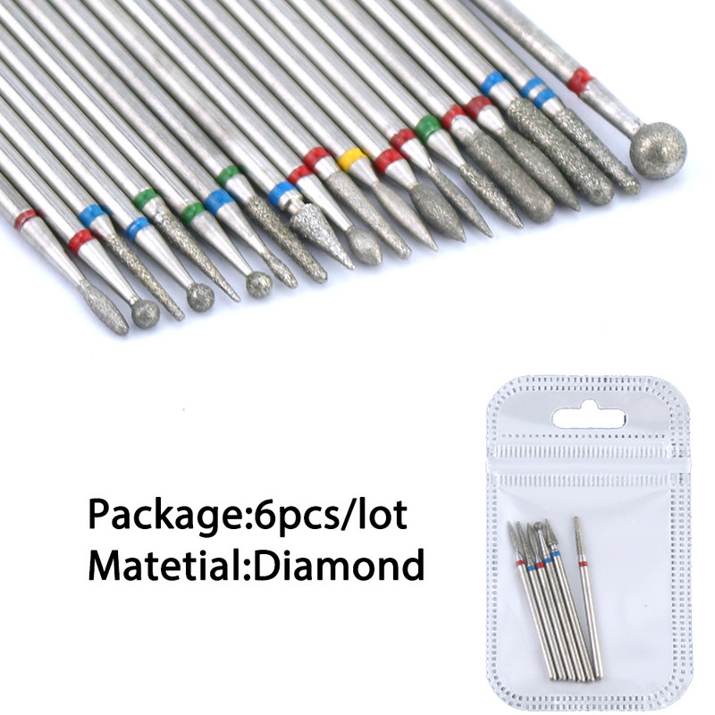 5/6/7 Deimantiniai nagų grąžtai Frezavimo pjaustytuvų rinkinys Pjaustytuvai Manikiūras Silicio akmens pedikiūras Elektrinis malūno manikiūro mašinai