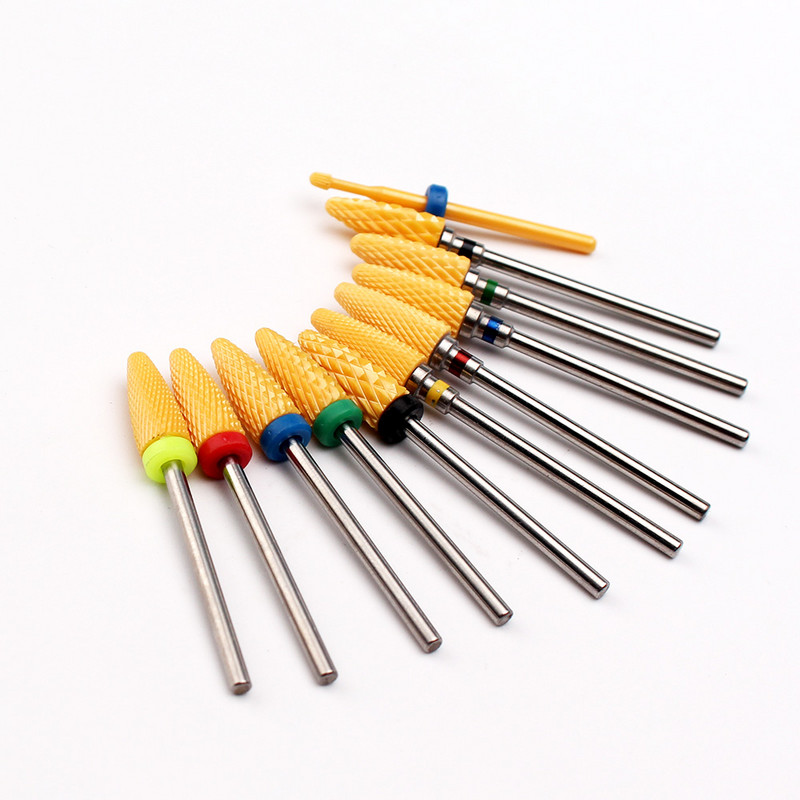 1vnt geltona keraminė nagų grąžta frezavimo pjovimo staklės poliravimo priedai elektrinis manikiūras nagų dildės šlifavimo įranga