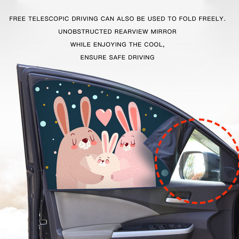 Mágneses autós oldalablak napernyő függönyök Állítható autóstílus Auto ablakok napellenző állatmintás redőny takar napernyő