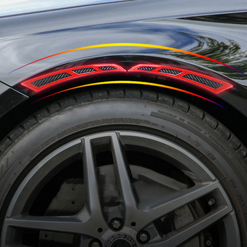 1 poros automobilio sparno apsauga universalus atspindintis automobilio ratų antakių sparno lipdukų juostelės, apsaugančios nuo susidūrimo, anglies pluošto sparno pliūpsnio