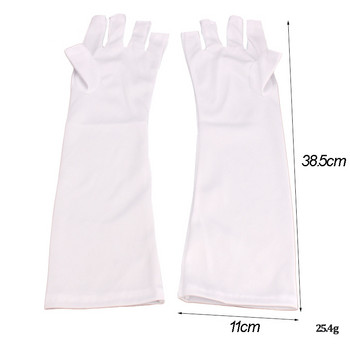 1 Pair Half-Finger Gloves Υφασμάτινο Μαύρο/Λευκό Γάντι προστασίας από την ακτινοβολία UV μαυρίσματος Εργαλεία νυχιών τέχνης για μανικιούρ Προστασία χεριών