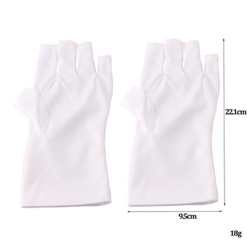 1 Pair Half-Finger Gloves Υφασμάτινο Μαύρο/Λευκό Γάντι προστασίας από την ακτινοβολία UV μαυρίσματος Εργαλεία νυχιών τέχνης για μανικιούρ Προστασία χεριών
