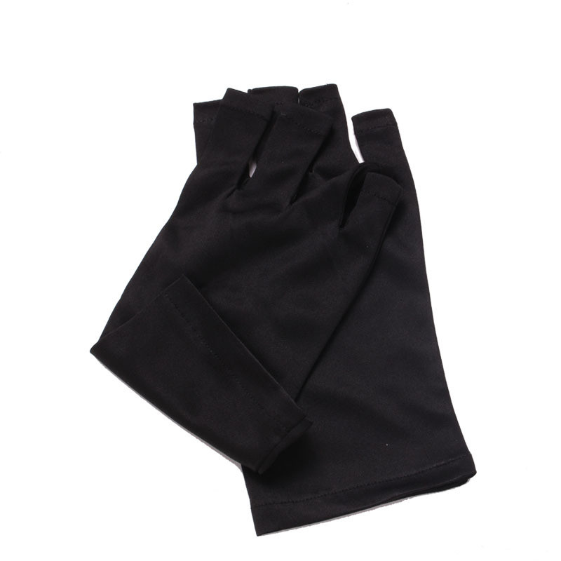 1 par rukavica do pola prstiju Tkanina Crno/bijela rukavica za zaštitu od zračenja UV tamnjenje Nail Art alati za manikuru Zaštita ruku