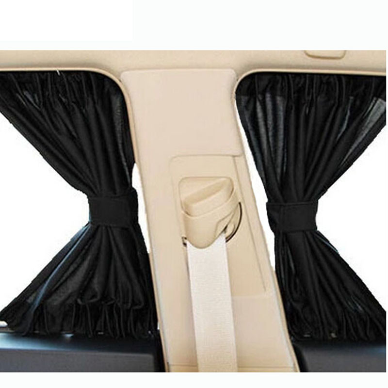 2 x ažuriranje 70L aluminijske legure elastične zavjese za suncobrane za bočne prozore automobila - crne/bež/sive