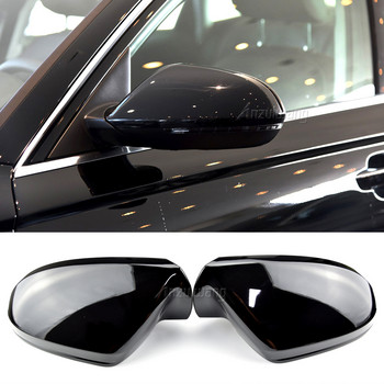 Για Audi A6 C7 S6 2012-2018 Αυτοκινήτου Κάλυμμα Καθρέπτη Πλαϊνό Φτερό Προστατευτικά Πλαίσια Πλαίσια Περικοπή Μαύρο άνθρακα και φωτεινό μαύρο