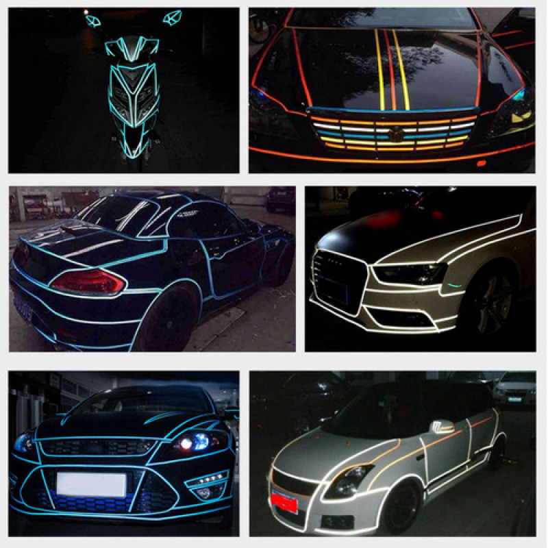 Dekoracija dodatne opreme za automobile Reflektirajuća naljepnica za auto prikolicu Reflektirajuća traka 1CM*8M Kotači bicikla reflektiraju fluorescentno