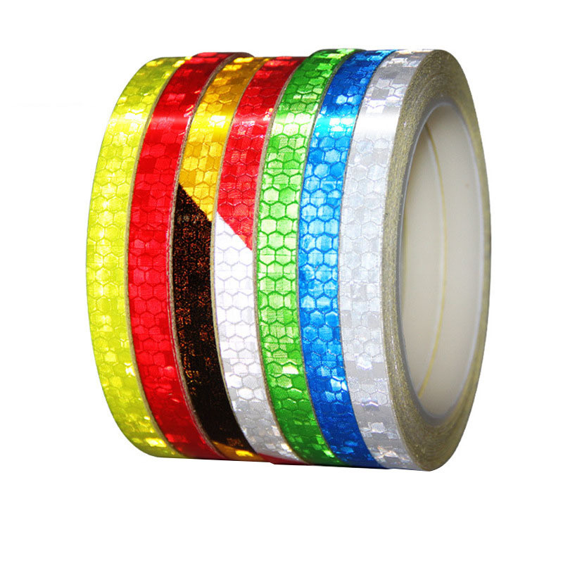 Dekoracija dodatne opreme za automobile Reflektirajuća naljepnica za auto prikolicu Reflektirajuća traka 1CM*8M Kotači bicikla reflektiraju fluorescentno