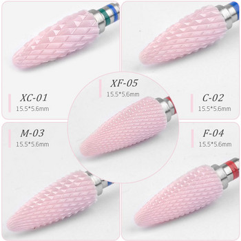 Розови керамични фрези за маникюр, оборудване Инструменти за премахване на гел лак Електрически свредла за нокти