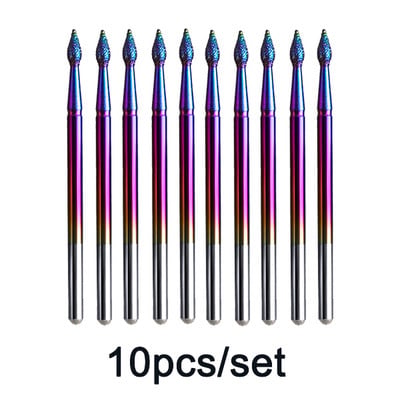 10db Rainbow gyémánt sorja maró körömfúró készlet bevonat keményfém kutikulatisztító elektromos manikűr pedikűrhöz
