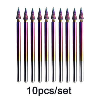 10db Rainbow gyémánt sorja maró körömfúró készlet bevonat keményfém kutikulatisztító elektromos manikűr pedikűrhöz