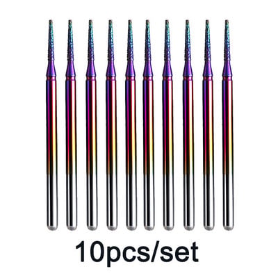 10db Rainbow gyémánt sorja maró körömfúró készlet bevonat keményfém kutikulatisztító elektromos manikűr pedikűrhöz
