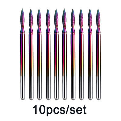 10db Rainbow gyémánt sorja maró körömfúró készlet bevonat keményfém kutikulatisztító elektromos manikűr pedikűrhöz