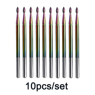 10db Rainbow gyémánt sorja maró körömfúró készlet bevonat keményfém kutikulatisztító elektromos manikűr pedikűrhöz