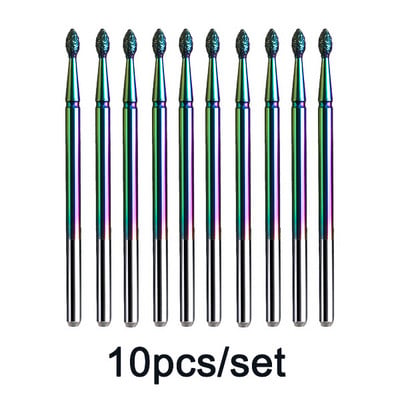 10db Rainbow gyémánt sorja maró körömfúró készlet bevonat keményfém kutikulatisztító elektromos manikűr pedikűrhöz
