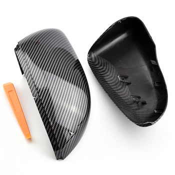 За Volkswagen GOLF 6 VI MK6 GTI R Line R20 Touran Carbon Fiber Pattern Mirror Case Черно странично крило Капак на огледалото за обратно виждане