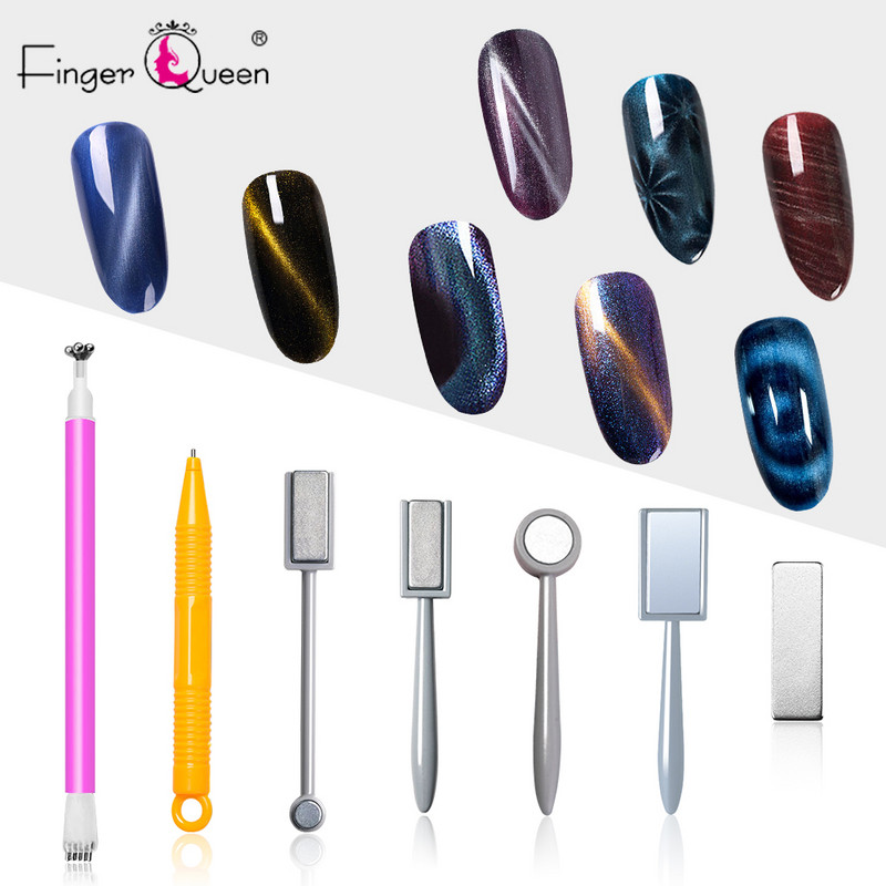 Cat Eye Magnet Tools Vienos dvigalvės Cat Eye Gel Magnet Stick lenktos linijos juostelės 3D dizainai, skirti lakuoti geliniu nagų dailės dekoru
