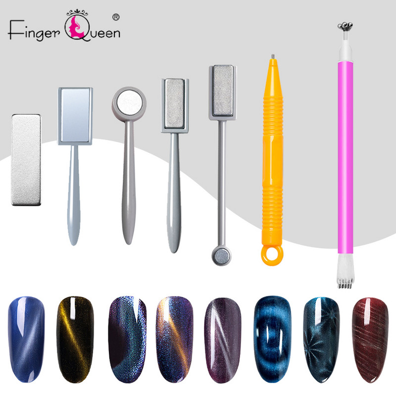 Cat Eye Magnet Tools Vienos dvigalvės Cat Eye Gel Magnet Stick lenktos linijos juostelės 3D dizainai, skirti lakuoti geliniu nagų dailės dekoru