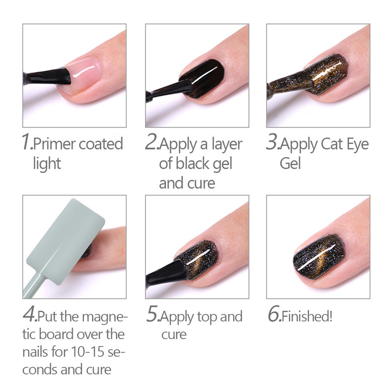 Cat Eye Magnet Tools Vienos dvigalvės Cat Eye Gel Magnet Stick lenktos linijos juostelės 3D dizainai, skirti lakuoti geliniu nagų dailės dekoru