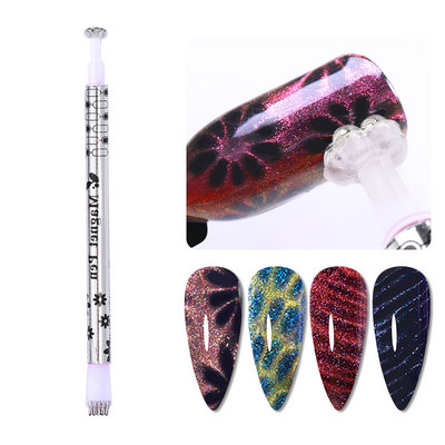 LILYCUTE Divu galu Cat Magnetic Stick Nail Art 9D efekta ziedu sloksne Spēcīga magnētiska dēlis Magnētiskās gēla nagu lakas instrumentam