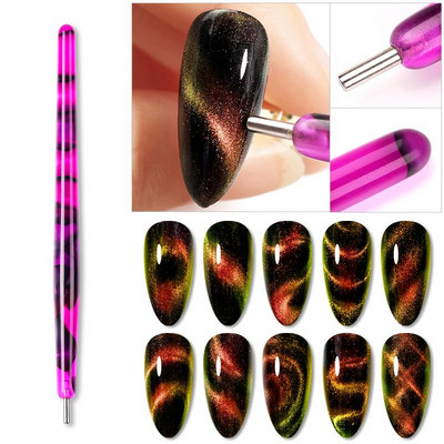 LILYCUTE Divu galu Cat Magnetic Stick Nail Art 9D efekta ziedu sloksne Spēcīga magnētiska dēlis Magnētiskās gēla nagu lakas instrumentam