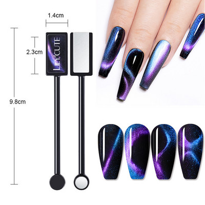 LILYCUTE Divu galu Cat Magnetic Stick Nail Art 9D efekta ziedu sloksne Spēcīga magnētiska dēlis Magnētiskās gēla nagu lakas instrumentam