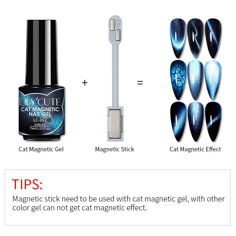LILYCUTE Dviejų galų Cat Magnetic Stick Nail Art 9D efekto gėlių juostelė Stipri magnetinė lenta Magnetiniam geliniam nagų lakavimo įrankiui