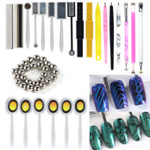 25 Styles Magnet Fr Gēla laka Nagu rīks Cat Eye Magnet Nail Art Stick 3D Multi Line Strip Effect Magnētiskais pildspalvas manikīrs LE1612