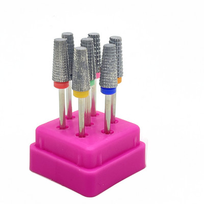 7 DB Rainbow Tungsten Carbide körömfúró manikűr színes kerámia fúrószárak Tartozékok Maró Beauty Nail Art eszközök