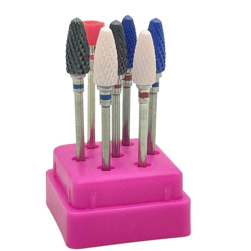 7 DB Rainbow Tungsten Carbide körömfúró manikűr színes kerámia fúrószárak Tartozékok Maró Beauty Nail Art eszközök
