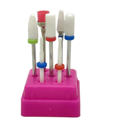 7 vnt Frezavimo pjaustytuvai manikiūrui rinkinys Keraminiai nagų grąžtai elektriniam gręžtuvui Manikiūro mašina pedikiūrui Kukurūzai Korundas