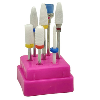 7 vnt Frezavimo pjaustytuvai manikiūrui rinkinys Keraminiai nagų grąžtai elektriniam gręžtuvui Manikiūro mašina pedikiūrui Kukurūzai Korundas