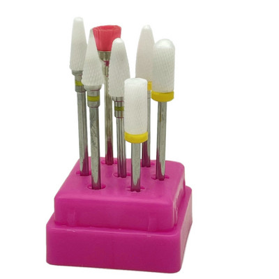 7 vnt Frezavimo pjaustytuvai manikiūrui rinkinys Keraminiai nagų grąžtai elektriniam gręžtuvui Manikiūro mašina pedikiūrui Kukurūzai Korundas