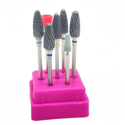 7 vnt Frezavimo pjaustytuvai manikiūrui rinkinys Keraminiai nagų grąžtai elektriniam gręžtuvui Manikiūro mašina pedikiūrui Kukurūzai Korundas