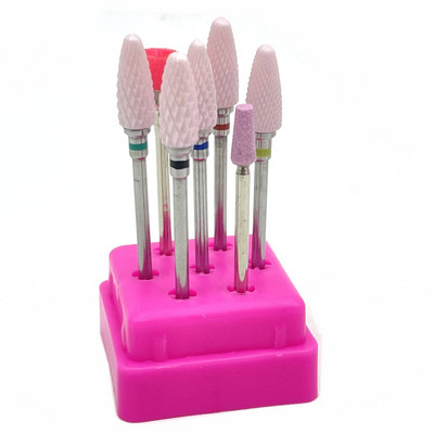 7 vnt Frezavimo pjaustytuvai manikiūrui rinkinys Keraminiai nagų grąžtai elektriniam gręžtuvui Manikiūro mašina pedikiūrui Kukurūzai Korundas