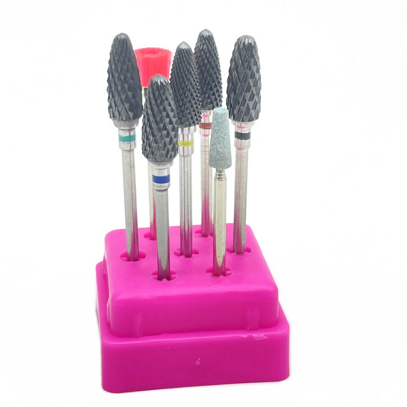 7 vnt Frezavimo pjaustytuvai manikiūrui rinkinys Keraminiai nagų grąžtai elektriniam gręžtuvui Manikiūro mašina pedikiūrui Kukurūzai Korundas