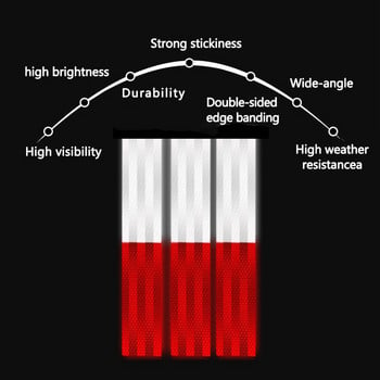 10 бр./компл. Автомобил, камион, светлоотразителни стикери, предупредителна лента за безопасност, водоустойчива нощна светлина, ремарке, рефлекторна лента, червено и бяло